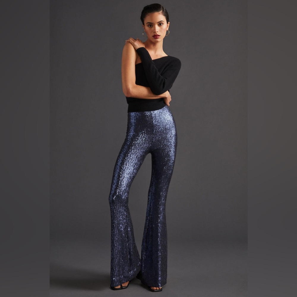 Anthropologie Joni Blue Sequins Pants, Size
2- like new